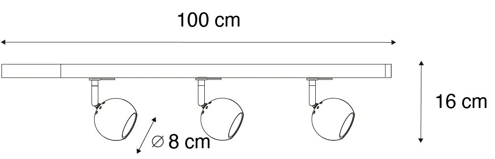 Sistema de iluminação de trilho moderno com 3 focos dourados monofásico - Iconic Gissi