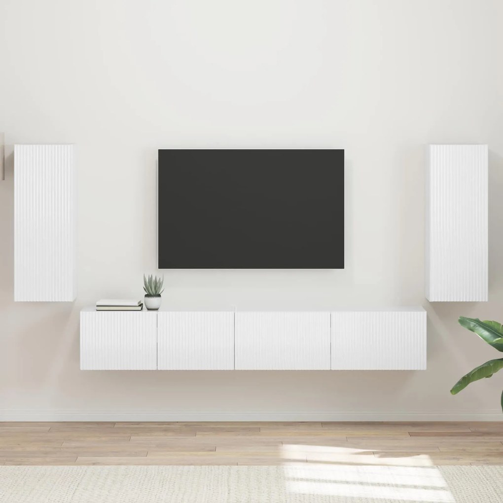 vidaXL Conjunto de móvel de TV 4 pcs Branco Brilhante