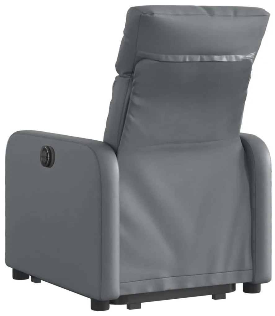 Poltrona reclinável elevatória couro artificial cinzento