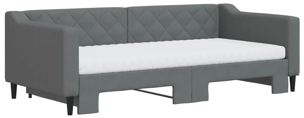 Sofá-cama c/ gavetão e colchões 90x190cm tecido cinzento-escuro