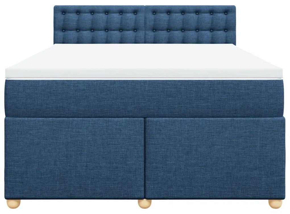 Cama com molas/colchão 140x200 cm tecido azul