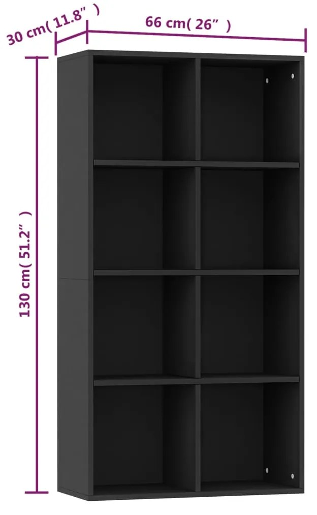 Estante/aparador 66x30x130 cm derivados de madeira preto