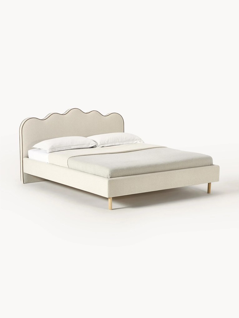 Cama estofada com cabeceira ondulada Romy