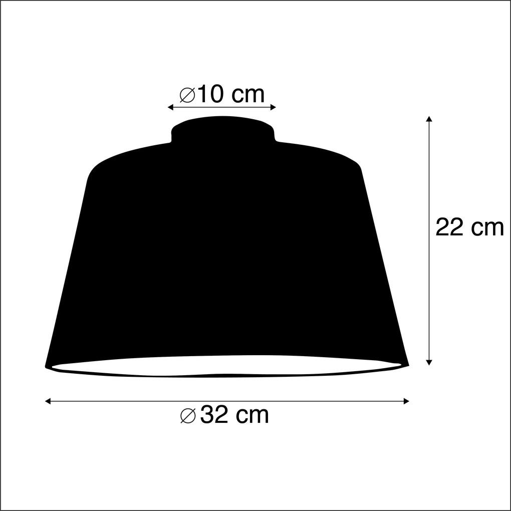 Candeeiro de teto com abajur de algodão preto com dourado 32 cm - Combi Preto Clássico / Antigo