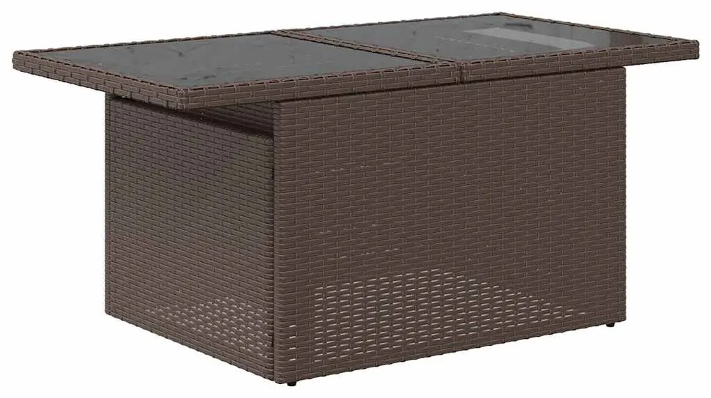 11 pcs conj. sofás jardim c/ almofadões vime PE/acácia castanho