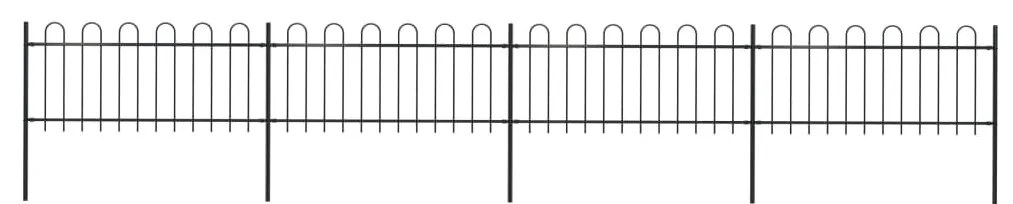 vidaXL Cerca jardim com topo em aros 6,8x0,8 m aço preto