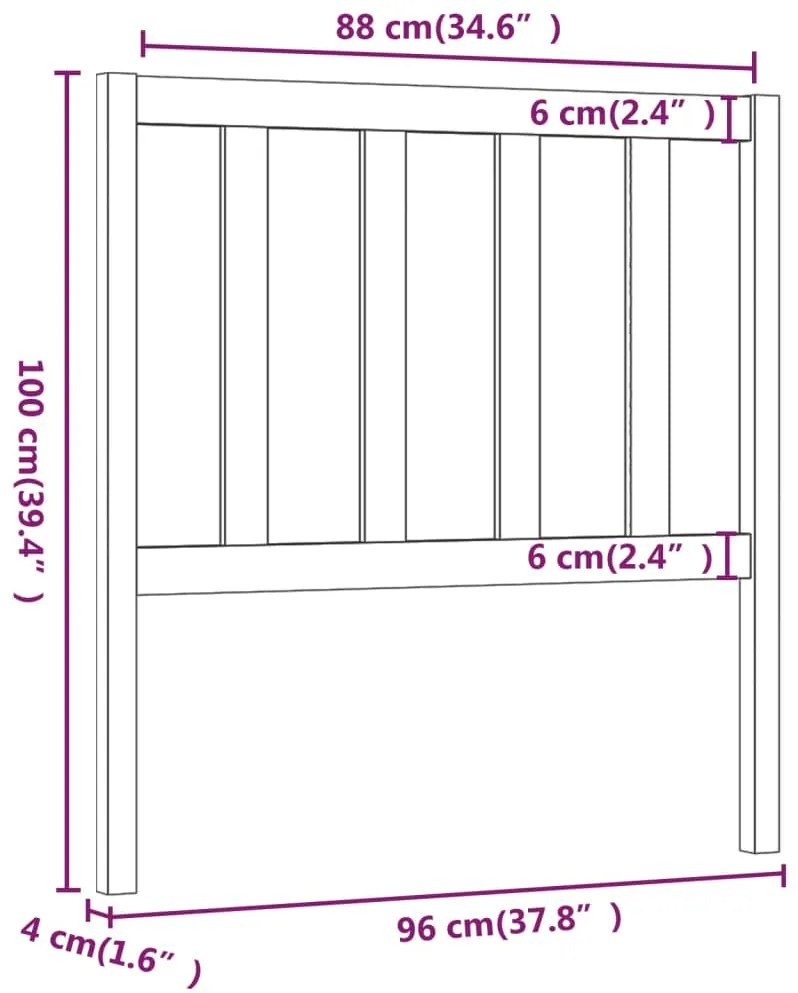 Cabeceira de cama 96x4x100 cm pinho maciço