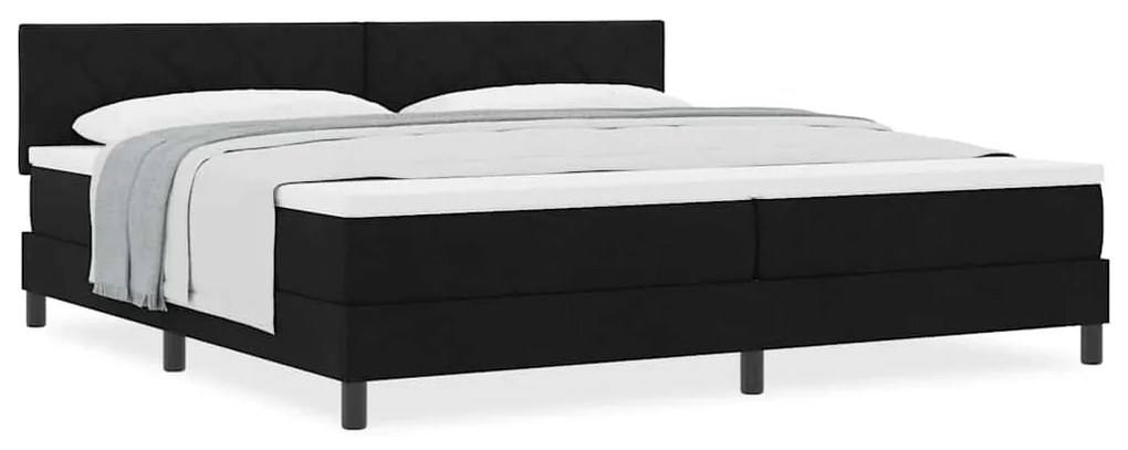Cama Box Spring com Colchão Preto 200x200 cm Tecido
