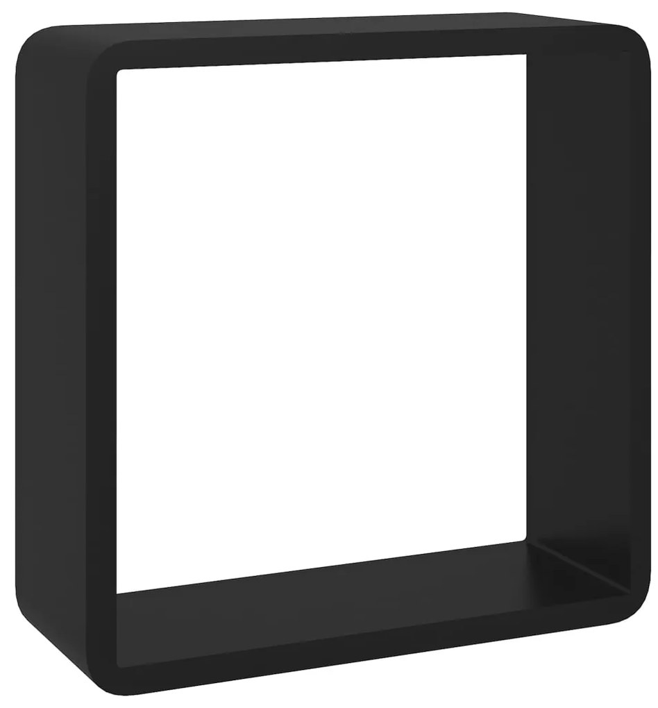 Prateleiras de parede em forma de cubo 3 pcs MDF preto
