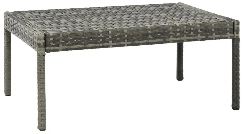 3 pcs conjunto lounge de jardim c/ almofadões vime PE cinzento