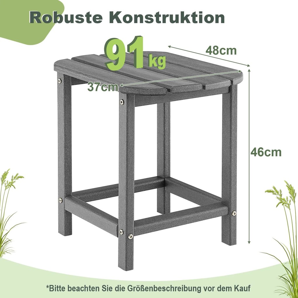 Conjunto de 2 mesas de jardim 48 x 37 x 46 cm em HDPE, Adirondack resistente às intempéries cinzenta