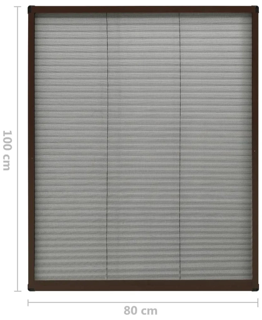 Tela anti-insetos plissada p/ janela 80x100cm alumínio castanho
