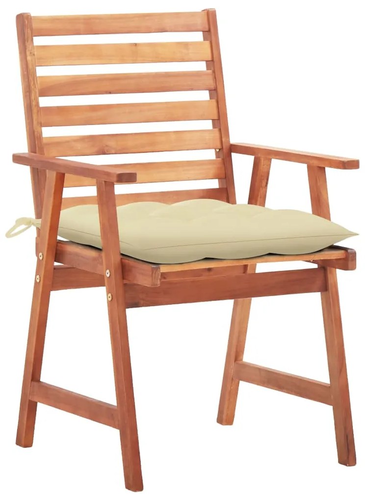 Cadeiras de jantar p/ jardim 3 pcs c/ almofadões acácia maciça