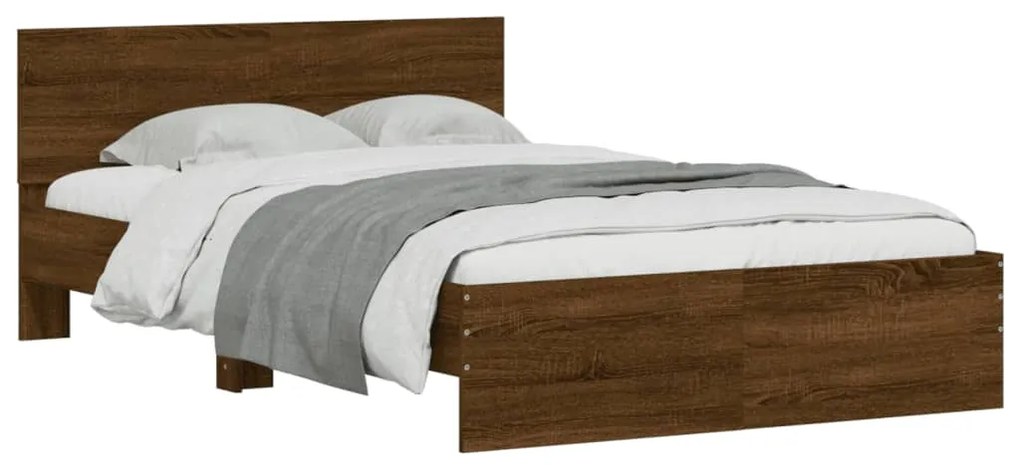 Estrutura de cama com cabeceira 135x190 cm carvalho castanho