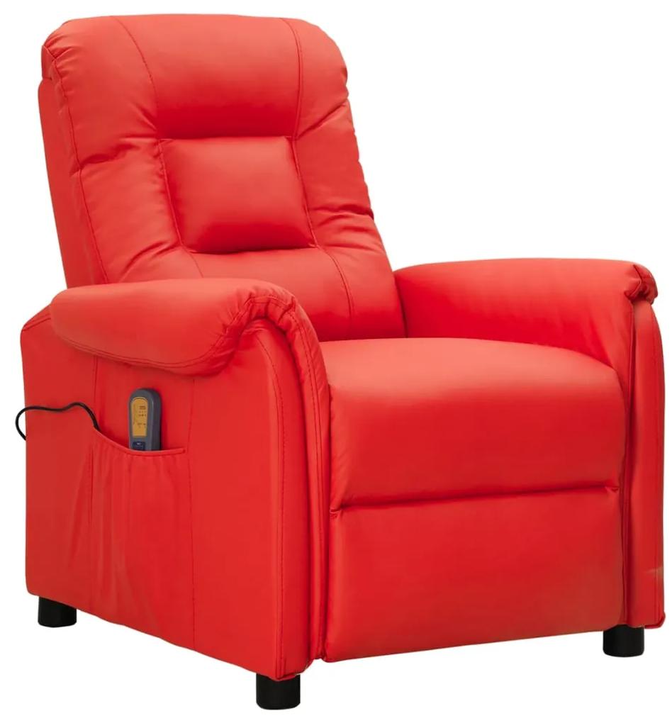 338928 vidaXL Cadeira de massagens couro artificial vermelho