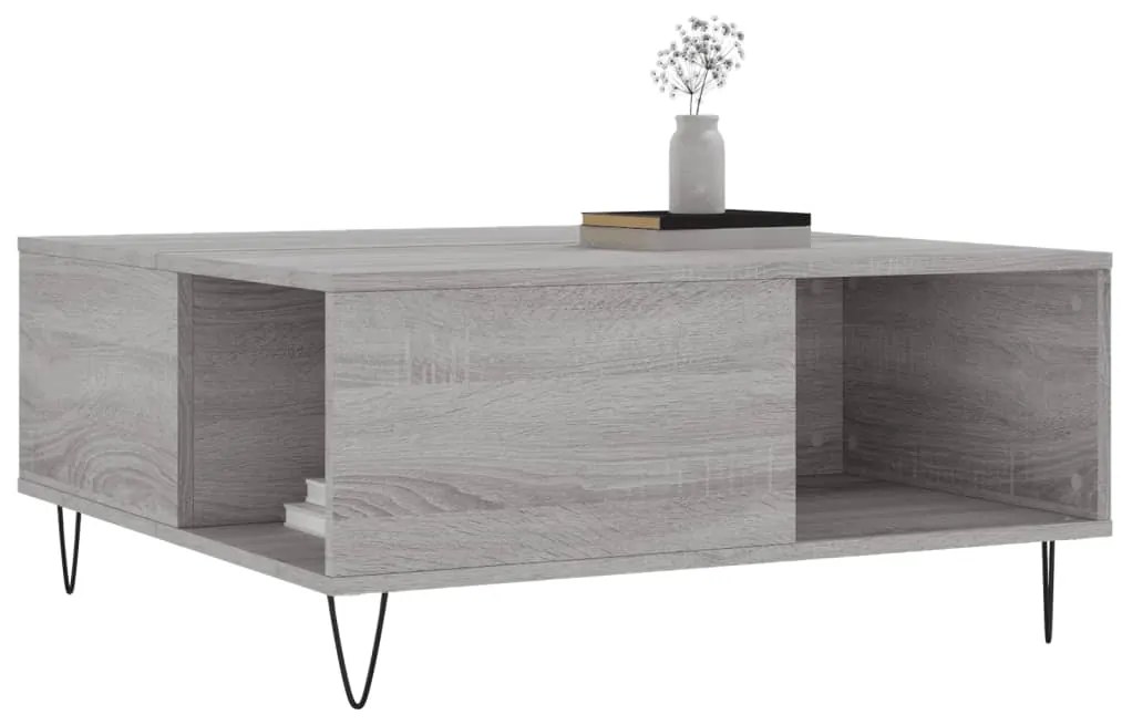 Mesa de centro 80x80x36,5 cm derivados madeira cinzento sonoma