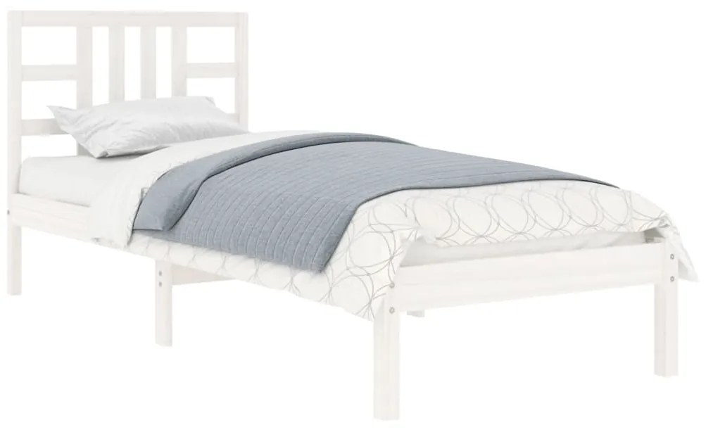 Estrutura cama de solteiro 90x190 cm madeira maciça branco