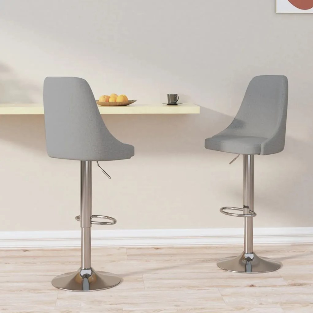 vidaXL Bancos de bar 2 pcs tecido cinzento-claro