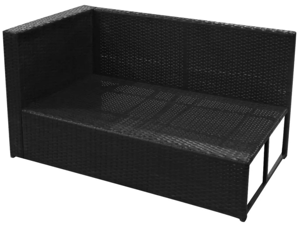 8 pcs conjunto lounge de jardim c/ almofadões vime PE preto