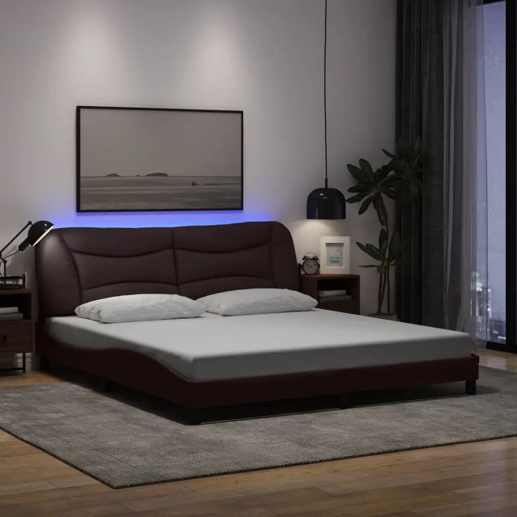 vidaXL Estrutura de cama com LED sem colchão Hvar 180x200 cm tecido