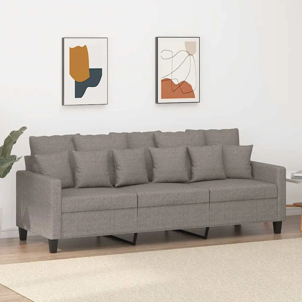 vidaXL Sofá de 3 lugares tecido 180 cm cinzento-acastanhado