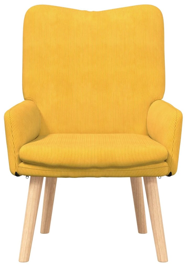 Poltrona Relaxante vidaXL Amarelo Claro em Tecido de Veludo