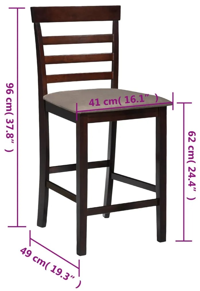 Bancos de bar 2 pcs tecido castanho