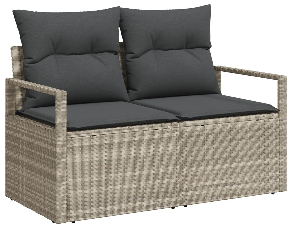Conjunto de Sofás de Jardim 5 Peças com Almofadas Cinza Claro Rattan P