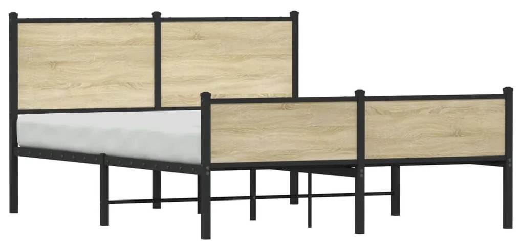 Estrutura de cama sem colchão 140x190 cm metal carvalho sonoma