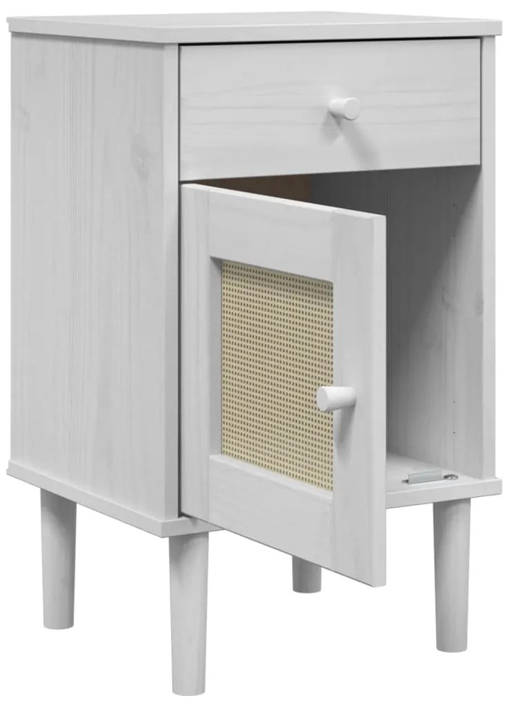 Mesa de cabeceira SENJA 40x35x65 cm pinho maciço branco