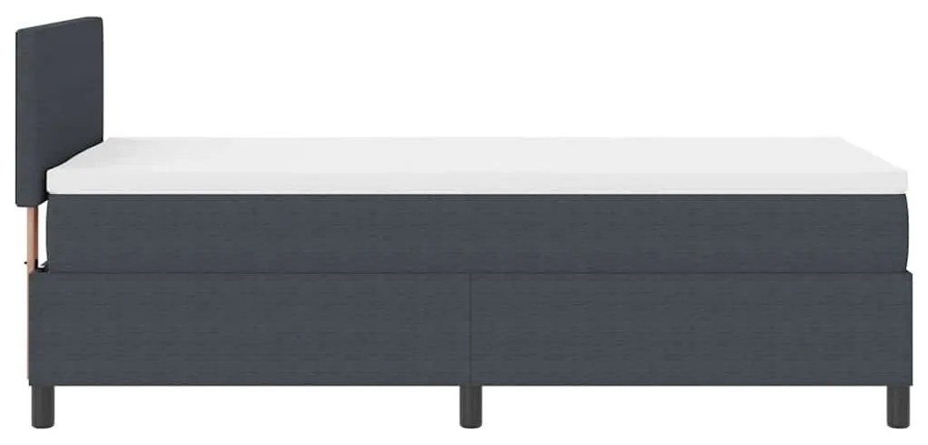 Cama Box Spring com Colchão Cinza Escuro de Solteiro em Tecido de Cord