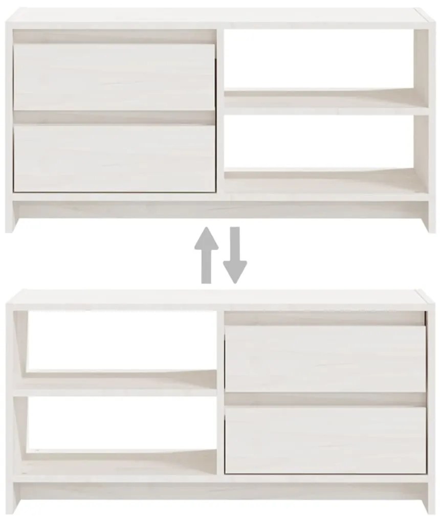 Móvel de TV 80x31x39 cm madeira de pinho maciça branco