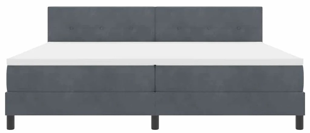 Cama Box Spring vidaXL com Colchão e LED Cinza Escuro 200x200 cm Velud