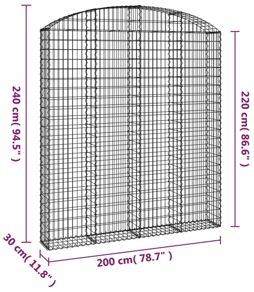Cesto gabião arqueado 200x30x220/240 cm ferro galvanizado