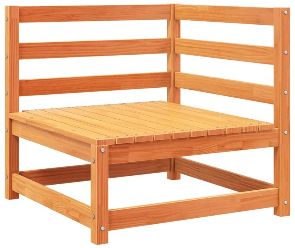 7 pcs conjunto sofás de jardim madeira de pinho castanho cera