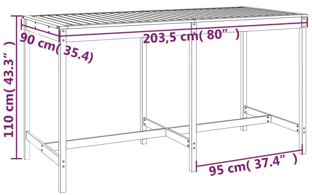 9 pcs conjunto de bar para jardim pinho maciço branco
