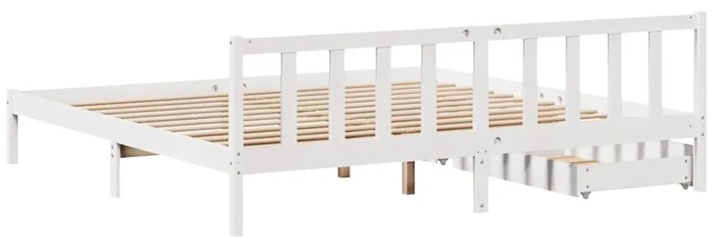 Cama sem colchão 200x200 cm madeira de pinho maciça branco