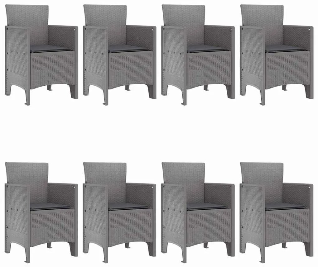 Conjunto de Jantar de Jardim 9 pcs Cinzento-claro Rattan / Vime