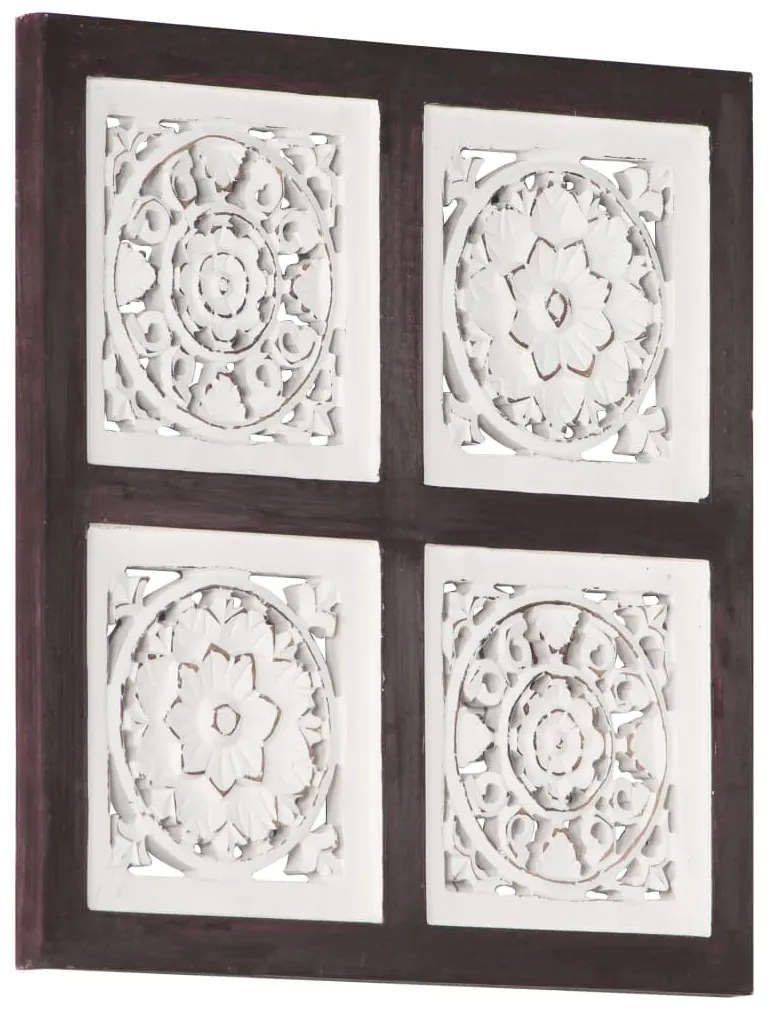 Painel parede esculpido à mão MDF 40x40x1,5 cm castanho/branco