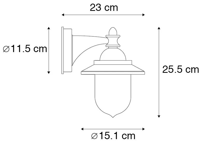 Candeeiro de parede exterior clássico preto IP44 - Oxford Moderno