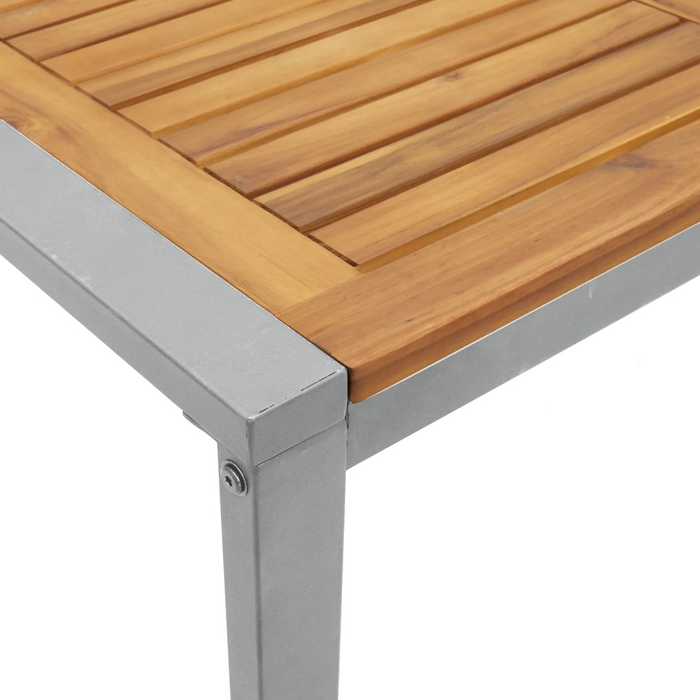 Conjunto de Jantar de Jardim 7 Peças Madeira Sólida de Acácia e Metal
