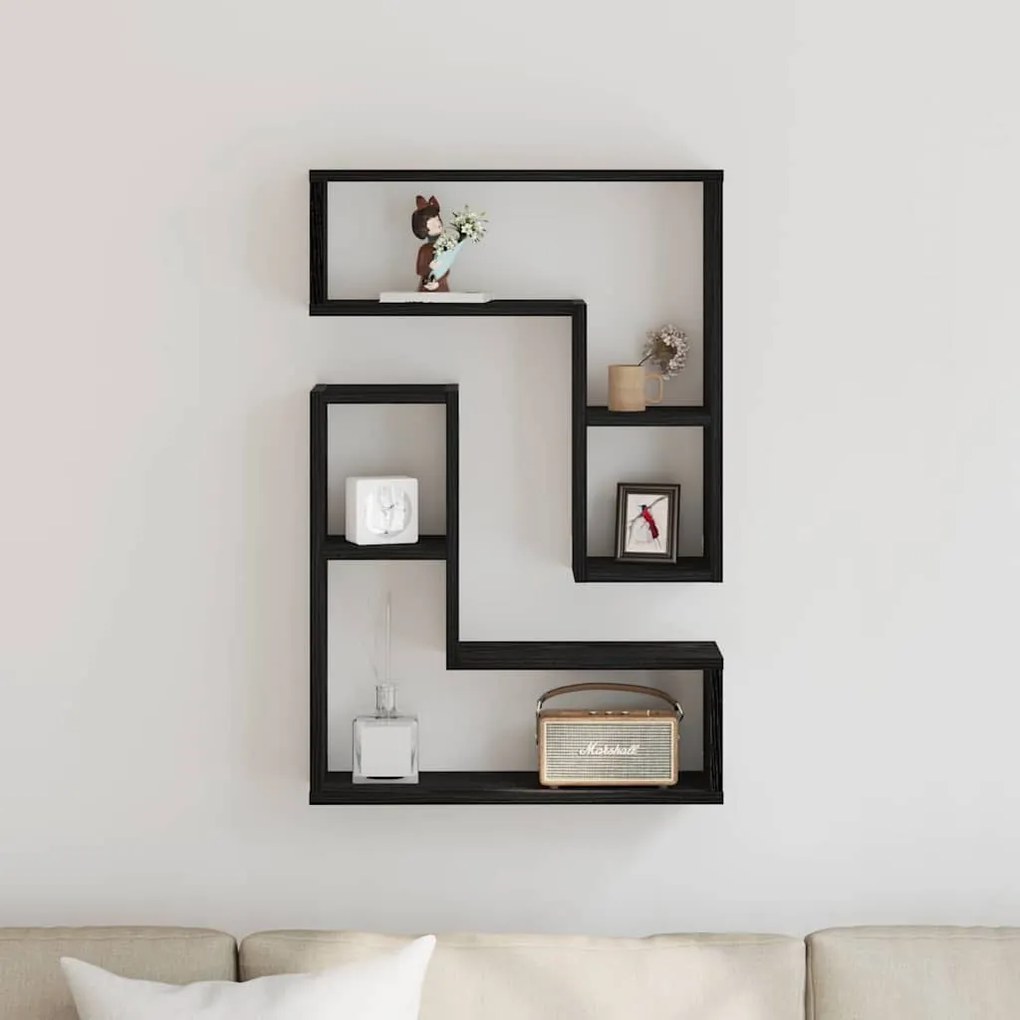 Estantes de Parede vidaXL 2 pcs Carvalho Preto 50x15x85 cm Madeira Reg
