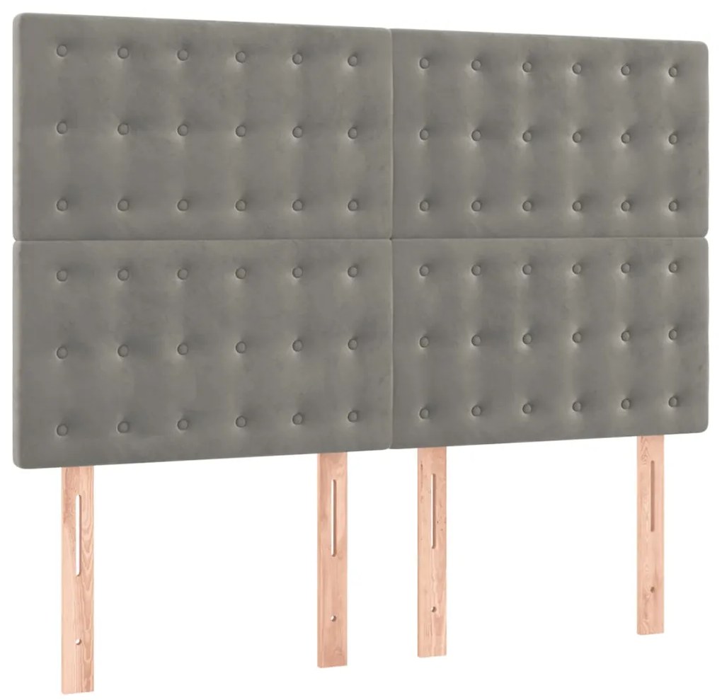 Cama com molas/colchão 140x190 cm veludo cinzento-claro