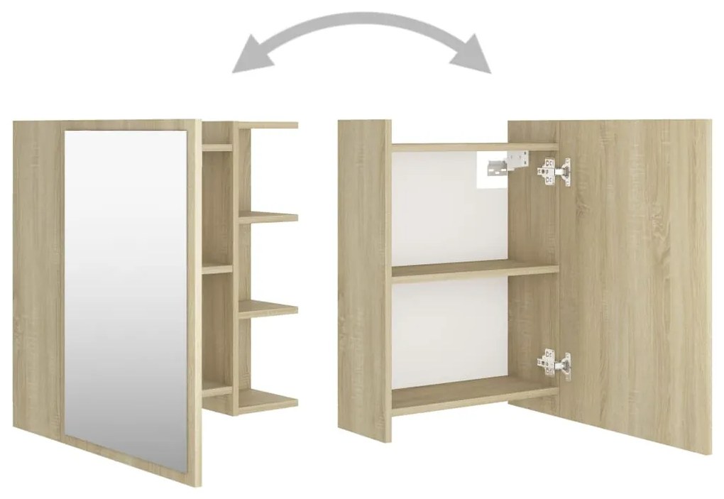 Armário casa banho c/ espelho derivados madeira carvalho sonoma