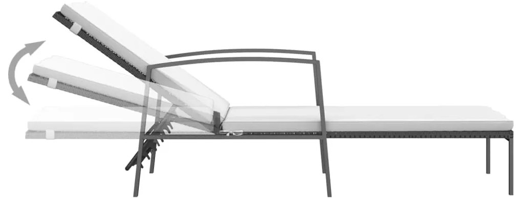 Espreguiçadeiras com mesa 2 pcs vime PE preto