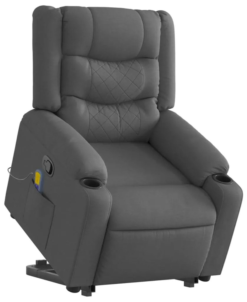 Poltrona elevatória de massagens tecido cinzento-escuro