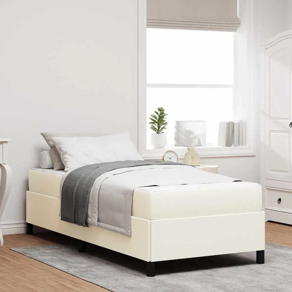 vidaXL Estrutura da Cama Creme 90 x 190 cm Tecido de veludo côtelé