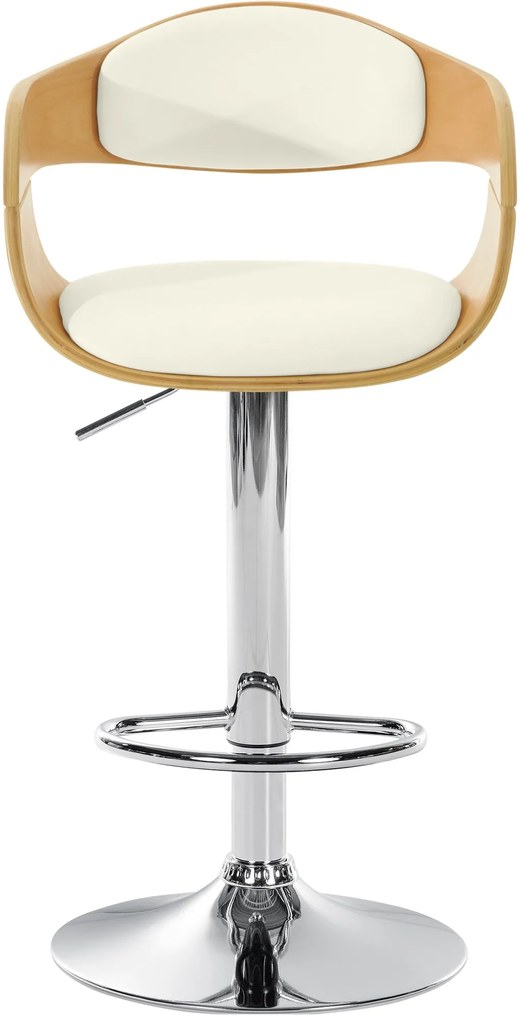 Banco de bar Kingston em couro sintético 50 x 88-102 x 48 cm Natural + Branco