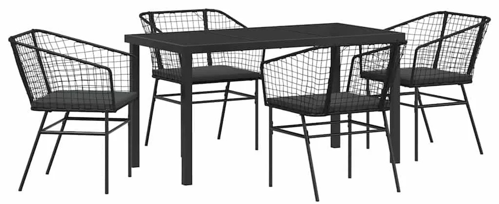 Conjunto de Jantar para Jardim de 5 Peças da com Almofadas Pretas em P