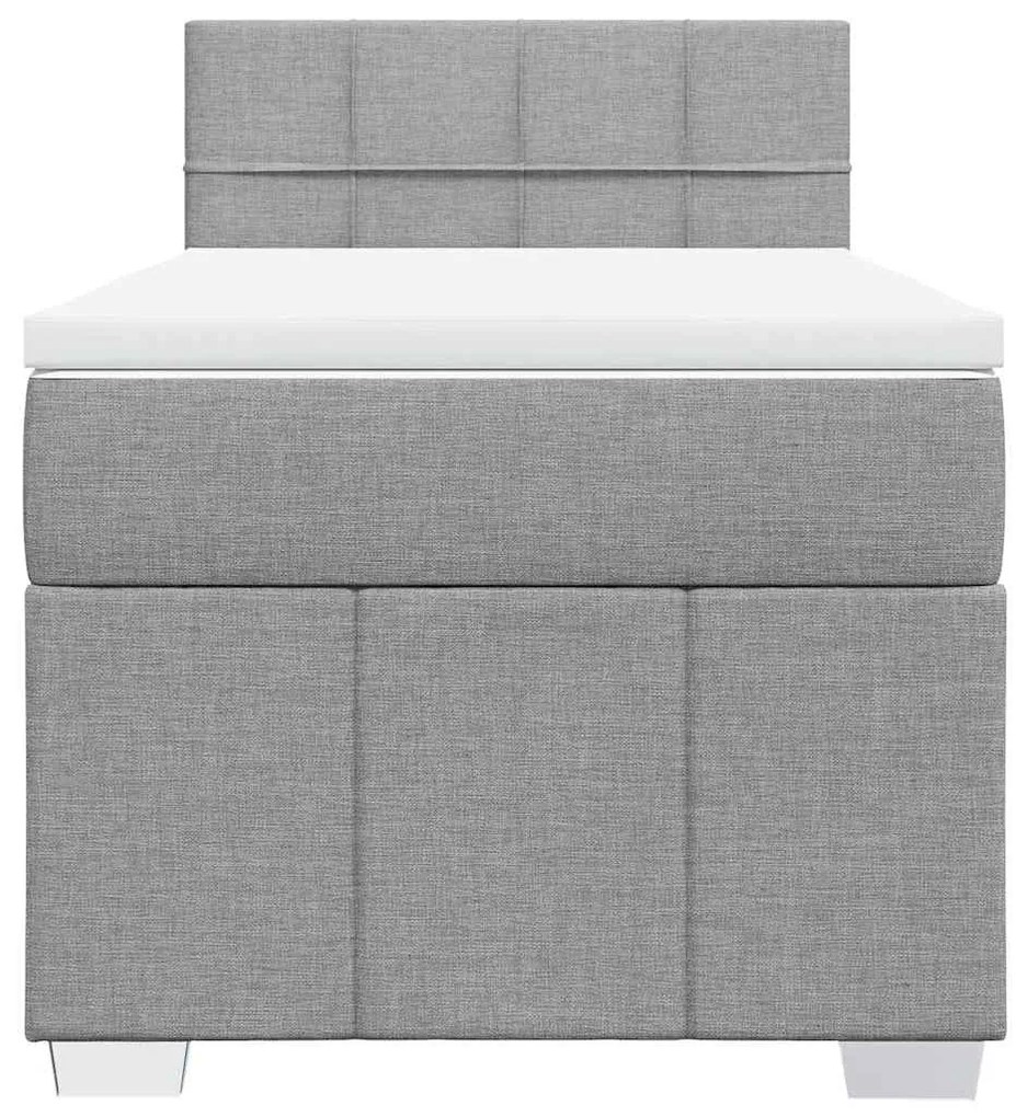 Cama com molas/colchão 80x200 cm tecido cinza-claro